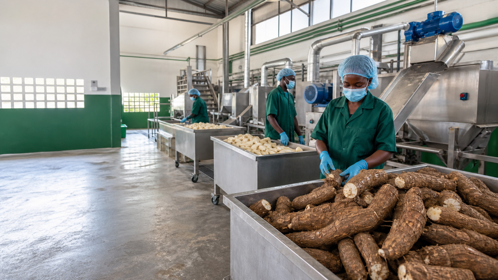 AI-generated concept of a cassava processing facility